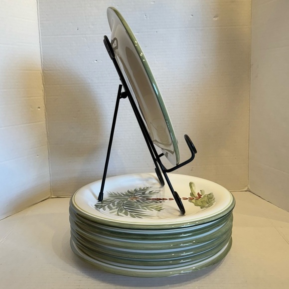 Gibson Designs PALM COURT GIDPAC Dinner Plate Green Palm Tree Green - Set of 4 - Picture 3 of 15